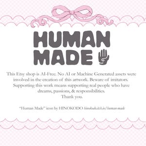 The image is a pink and white frame with the text "HUMAN MADE" prominently displayed.