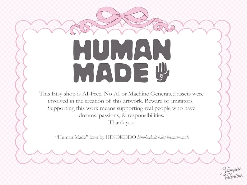 The image is a pink and white frame with the text "HUMAN MADE" prominently displayed.
