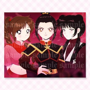 Fire Angels Print | 90s Anime Aesthetic Bad Girls Art on Wall Decor Poster LAST CHANCE immagine 1