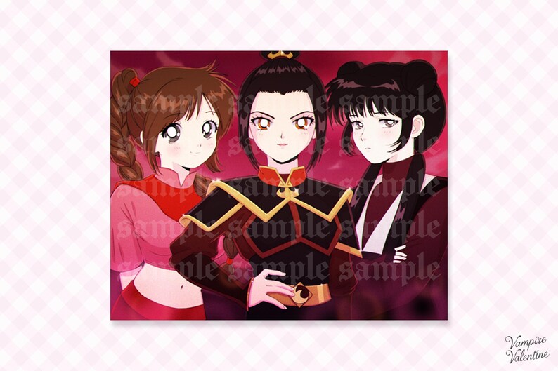 Fire Angels Print | 90s Anime Aesthetic Bad Girls Art on Wall Decor Poster LAST CHANCE immagine 1