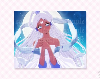 Moon Girlfriend Princess Print | 90s Anime Holographic Cartoon Art as Kawaii Home Decor