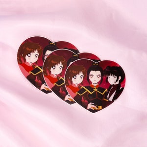 Pegatina de ángeles de fuego / Fanart de dibujos animados con estética de anime de los años 90 en vinilo resistente al agua