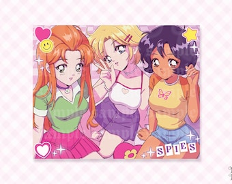 Totally Spies Print | 90s Anime Aesthetic Retro Spy Girls Art as Kawaii Wall Art Poster LAST CHANCE