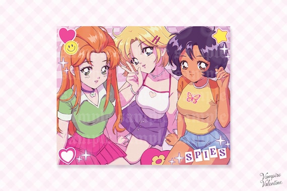 Totally Spies Print | 90s Anime Aesthetic Retro Spy Girls Art as Kawaii Wall Art Poster LAST CHANCE