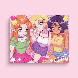 トータルスパイプリント | 90年代アニメの美的レトロスパイガールズアートをかわいいウォールアートポスターとして