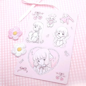 Chobits Chii Sticker Sheet | Anime Retro Kitsch Kawaii Soft Fanart as Vinyl Sticker Sheet