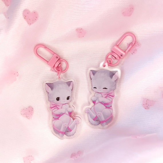 Kinky Kitty Keychain Pet Play Acrylic Charm Accessory LAST CHANCE