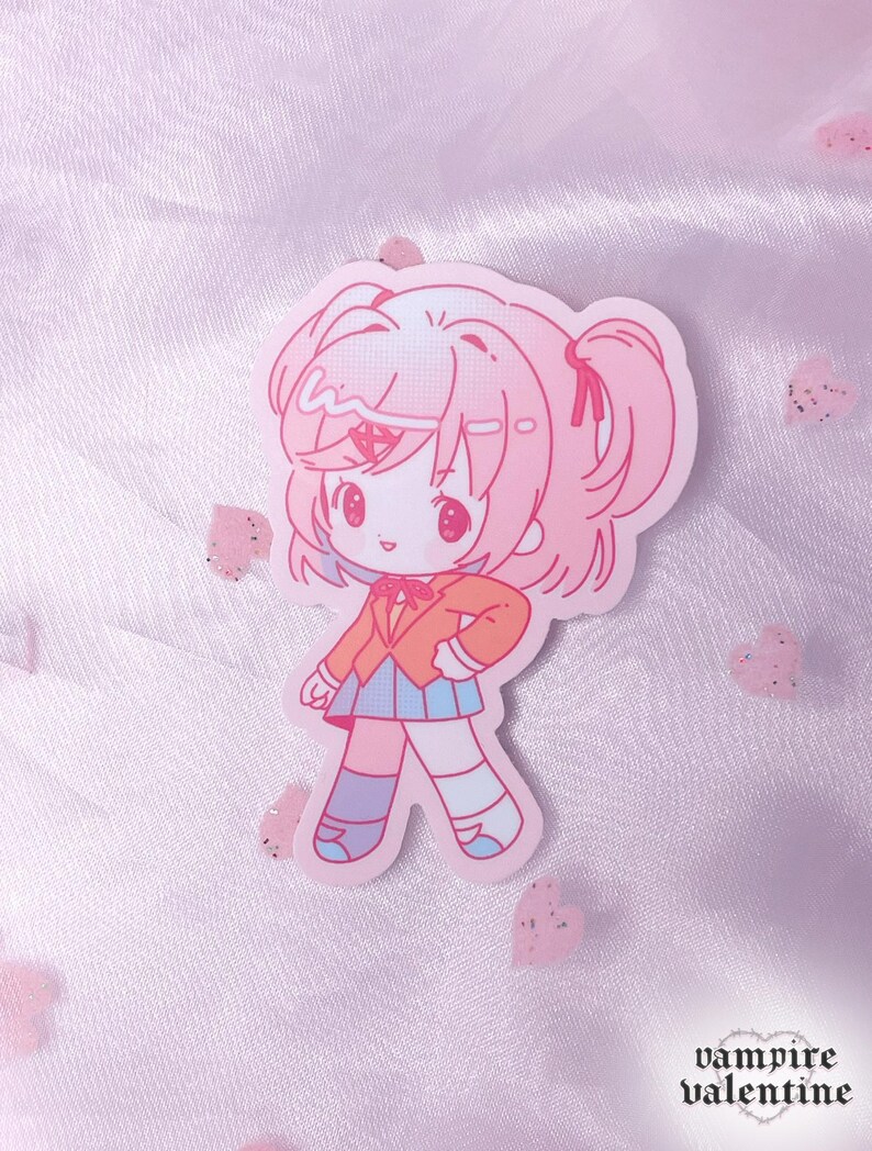 DDLC Literature Club Anime Stickers | Cute Colorful Visual Novel Fan Art on Vinyl Just Natsuki
