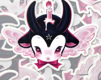 Baby Baphomet Sticker | Creepy Gothic Cute Art on Waterproof Vinyl