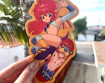 Dragon Half Pipe Sticker | Cute and Sexy Retro Art as Anime Skate Decal