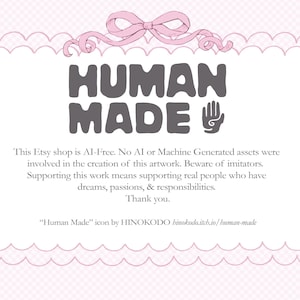 The image is a pink and white frame with the text "HUMAN MADE" prominently displayed.