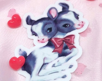 Two Headed Calf Sticker | Creepy Cute Mutant Cow Oddity Art on Waterproof Vinyl