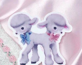 Lamb Twins Sticker | Creepy Cute Weird Oddity Art on Waterproof Vinyl