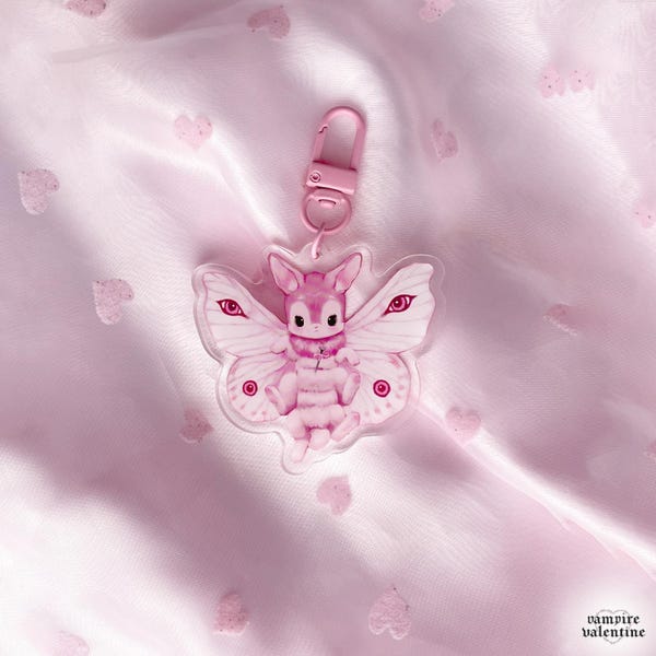 Moth Rabbit Keychain | Creepy Cute Bug Bun Acrylic Charm Accessory