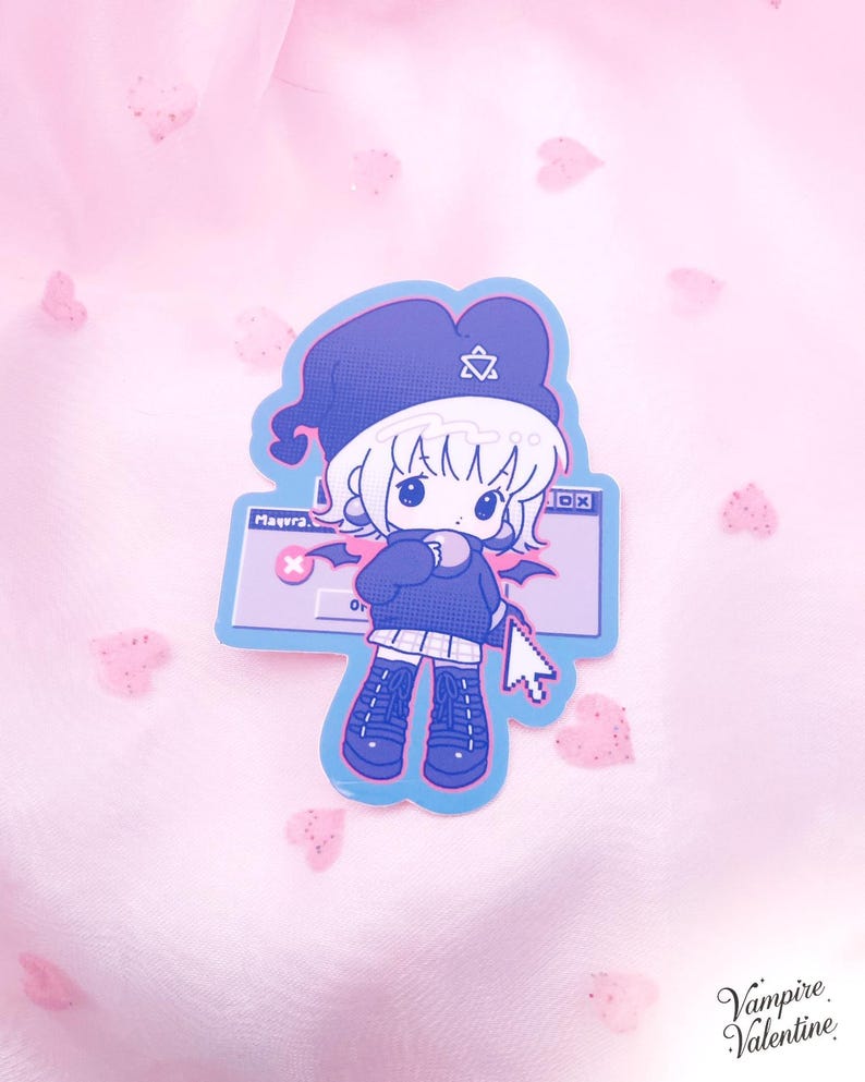 Naklejki z dziewczynami z anime w stylu retro | Kolorowa sztuka internetowa na winylu Mayura