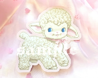 Pixel Lamb Sticker | Kitsch Retro Cute 3" Art on Waterproof Vinyl