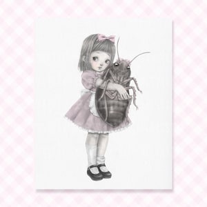 Precious Pet Print | Creepy Cute Roach Girl Art as Quirky Wall Decor Poster