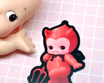 Kewpie Devil Baby Sticker | Creepy Cute Goth Art on Waterproof Vinyl