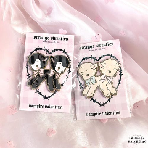 Lamb Twins Pin | Creepy Cute Oddity Art on Hard Enamel Accessory