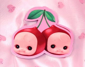 Kewpie Cherry Babies Sticker | Fruity Fun Art on Waterproof Vinyl