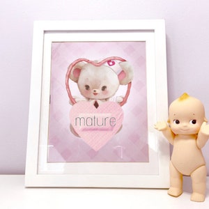 Creepy Cute Print Guts Bear | Retro Kitsch Art as Darkly Adorable Room Decor Poster