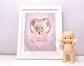 Creepy Cute Print Guts Bear | Retro Kitsch Art as Darkly Adorable Room Decor Poster