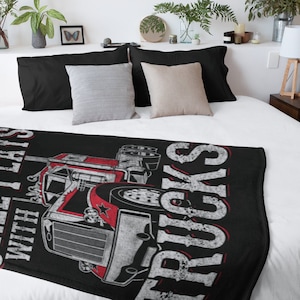 Trucker Dad Premuim Fleece Blanket, Custom Adult Blanket, Throw Blanket, Father Day Gift, Personalized Trucker Blanket
