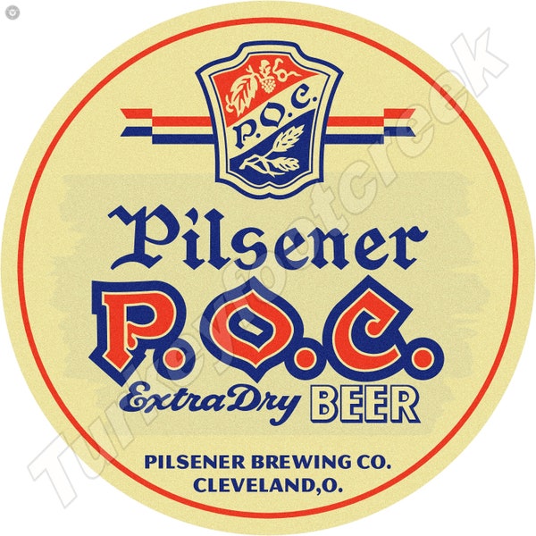 P.O.C. Pilsener Extra Dry Beer 11.75" Round Sign