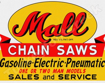 Mall Chain Saws Sales And Service 9" x 12" Sign