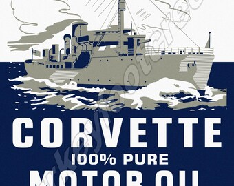 Corvette Motor Oil 9"x12" Metal Sign