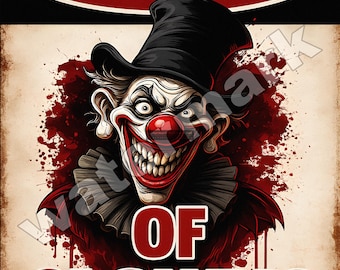 Beware Of Clowns 9"x12" Metal Sign
