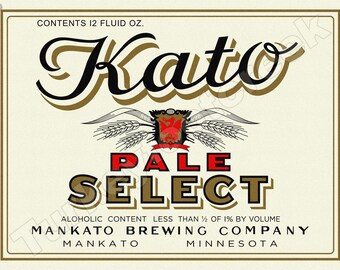 Kato Pale Select Beer Label 9" x 12" Sign