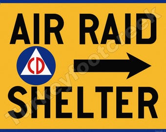 Air Raid Shelter 9"x12" Metal Sign