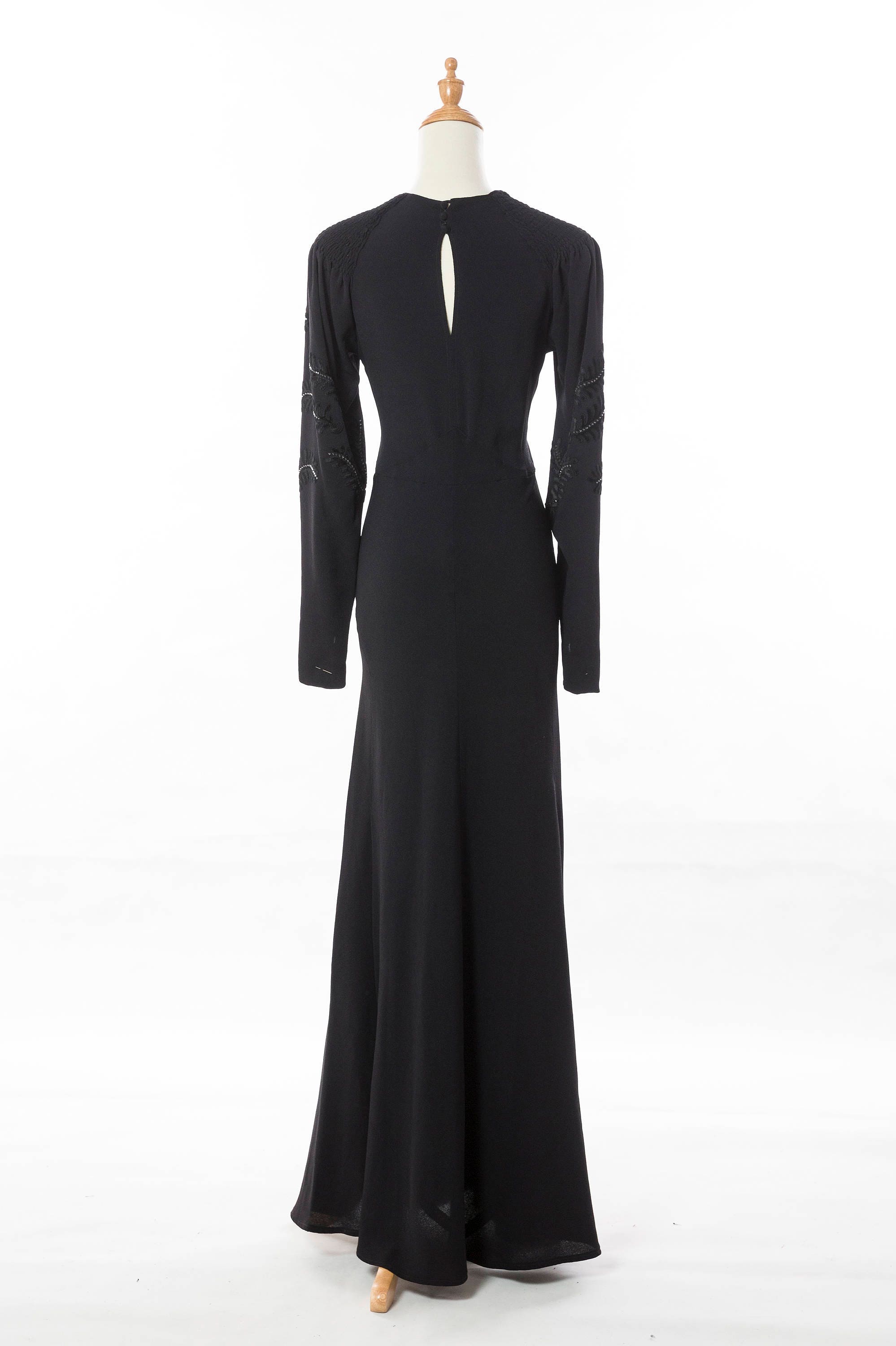 1930s Black Art Deco Bias Cut Crêpe Gown With Upper Arm - Etsy