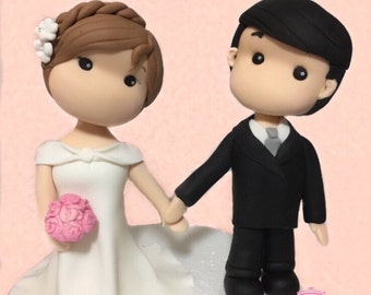 Personalized Wedding Cake Topper - Newlyweds Fondant Cake Topper - Personalized Wedding Gift - Gift for Newlyweds