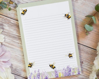 Beautiful Bumblebee A5 lined notepad - Bee jotter