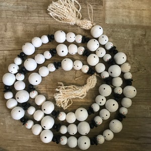 Snowman Garland Wood Bead Farmhouse Garland
