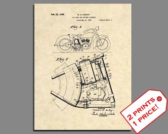 Official Harley Davidson Evolution Engine US Patent Art Print Original EVO 286