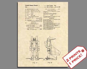 Patent Prints - Starscream Transformers Patent Art - Vintage Transformers Poster Wall Art - Patent Print Transformers Art - Transformers 48