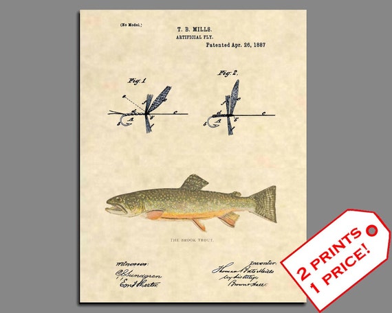 Official Rainbow Trout Fishing Lure US Patent Art Print Antique Fly Fish 376