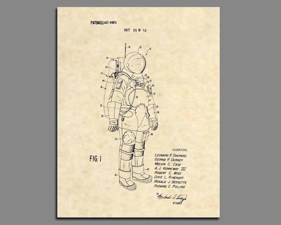Official Rocket Patent Print Art Vintage 1914 NASA Science Antique 181