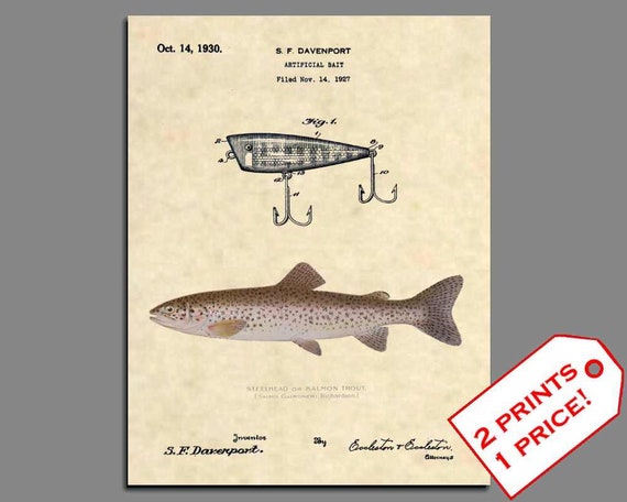 Official Fishing Lure US Patent Art Print Antique Flathead Catfish Fish 382
