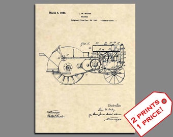 Farm Art - John Deere Tractor Patent Art Print - Vintage Farming Prints - Folk Art Patent Prints - Country Decor Wall Art Patent Print 497