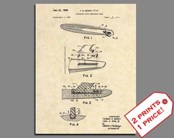 Surfing Wall Art - Surfboard Patent Prints - Surfing Art Patent Print - Surfing Artwork Patent Poster - Vintage Surfing Decorations - 398