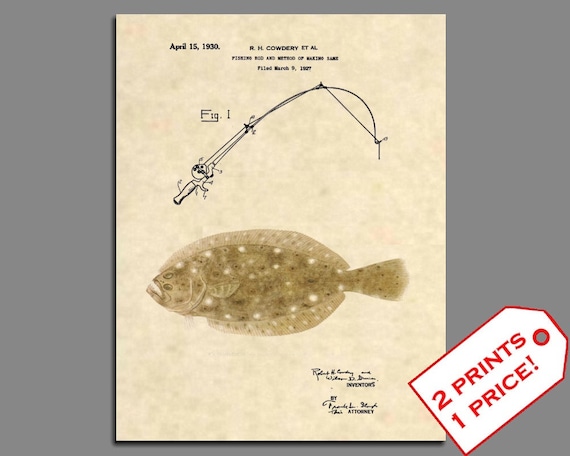 Fishing Wall Art Fishing Patent Flounder Fishing Poster Patent