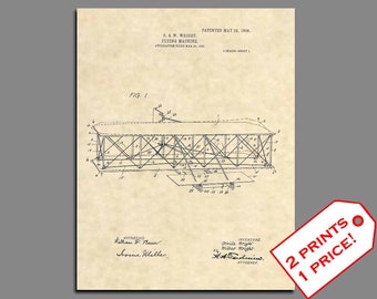 Patent Prints - Wright Brothers Aviation Wall Art Patent Print - Vintage Aviation Art Prints Patent Art - Aviation Prints Airplane Art - 7