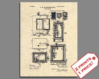 Patent Prints - 1894 Bank Safe Locksmith Art Patent Print - Vintage Bank Manager Patent Art Banker Gift - Locksmith Gift Patent Poster - 192