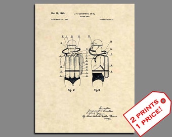 Patent Prints - Jacques Cousteau Diving Unit Patent Art - Vintage Scuba Diving Artwork Patent Print - Scuba Diving Art Patent Poster - 259