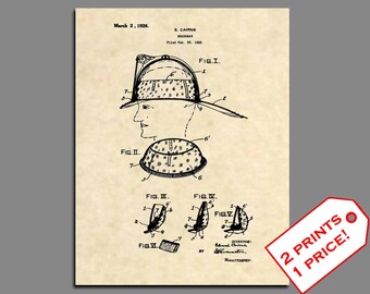 Fireman Home Decor - Fireman Wall Art - Firefighter Helmet Prints - Firefighter Patent Print - Fireman Gift - Vintage Fire Patent Art -280