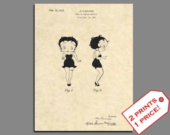 Patent Prints - 1932 Betty Boop Patent Art - Vintage Betty Boop Art Patent Print - Betty Boop Prints Patent Poster Wall Art - Toy Art - 30